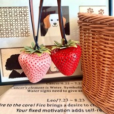 Strawberry Charm Keychain Leather Bag Decoration Pendant Bag Accessories
