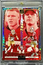 Brock Purdy Christian McCaffrey RARE DUAL REFRACTOR INVESTMENT CARD 49ERS MINT