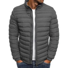 Winter men's stand up collar warm jacket street fashion casual solid color busin