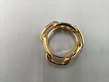 Hermes Scarf Ring Gold Color Fashion Jewelry Brooch Accessory Logo mark 