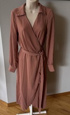 ASOS DESIGN Terracotta Collared Wrap Dress, Midi Length, With Waist Tie Belt 0