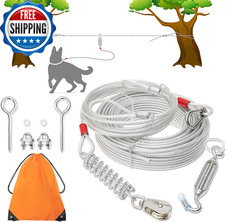 Dog Tie Out Cable 100 Ft Long Dog Cable with 10 Ft Run Cable for Yard...