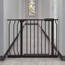 Extra Wide Baby Gate Tension Indoor Safety Gates Black Metal Large Pressure Moun