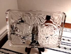 Vtg Waterford Marquis Crystal Floral Vanity Tray Thick 8x5.5 Clear & Frosted
