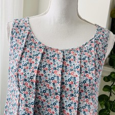 SOPHIA MAX Blue & Pink Floral Chiffon Fully Lined Flowy Pleated Dress - Medium