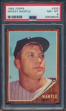 1962 TOPPS BASEBALL #200 MICKEY MANTLE PSA 8 NM-MT HOF YANKEES HIGH END CENTERED