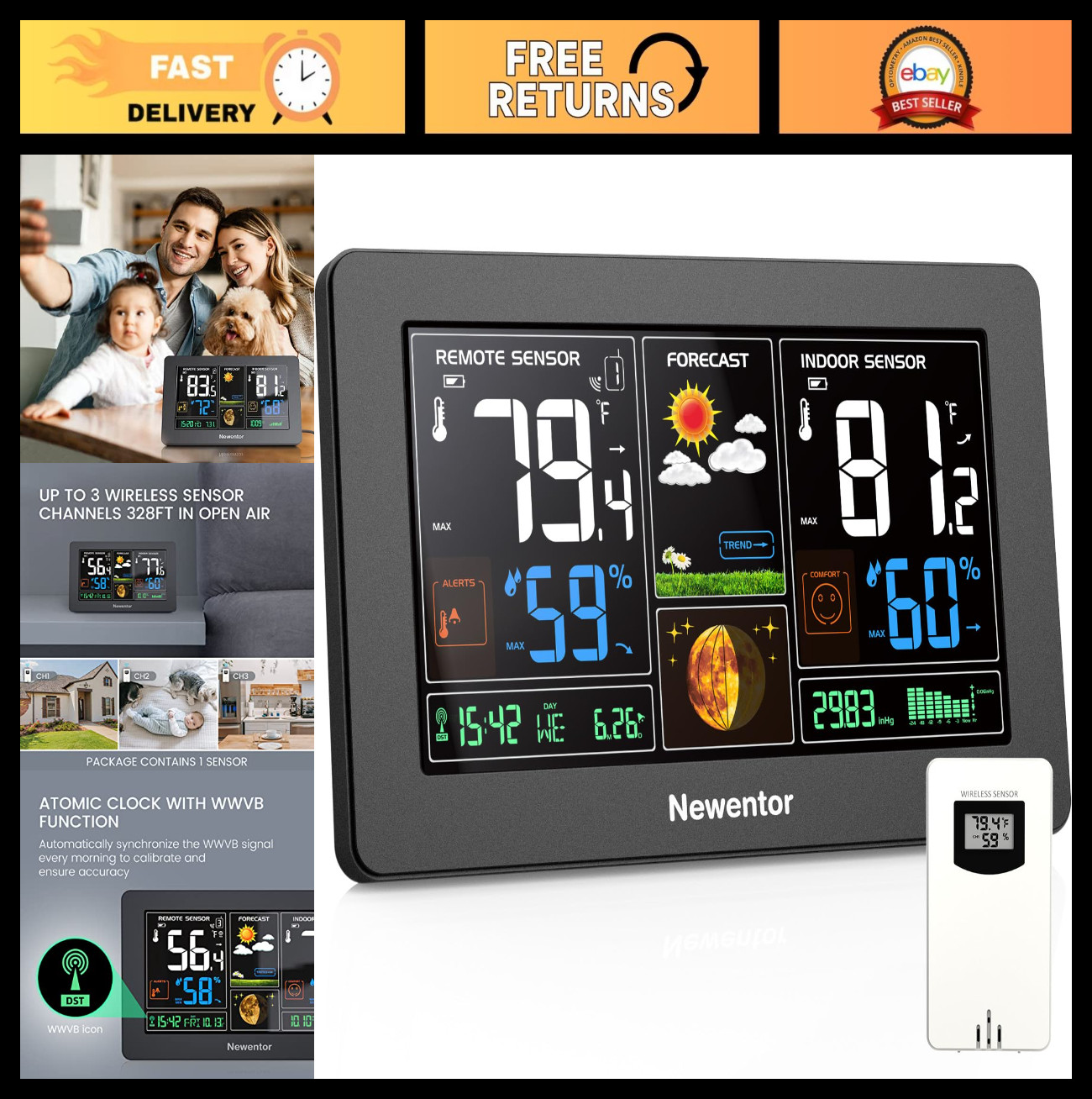 Wireless Indoor Outdoor Weather Station, Digital Thermometer