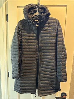 Eddie Bauer Womens Down Coat EB650 Quilted Hooded Full Zip Puffer Parka Jacket S