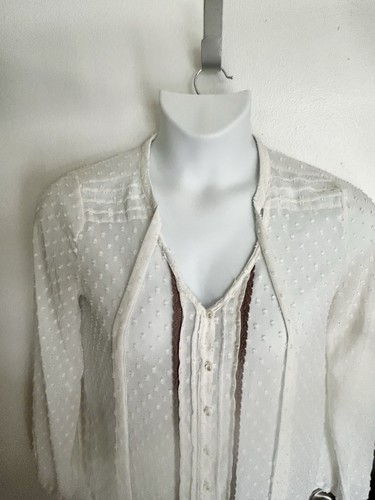 Matilda Jane Women’s Size Medium Cream Chiffon Swiss Dot Sheer Bow Blouse Top - Picture 5 of 14