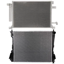For 2010-2014 Ford Mustang Aluminum Radiator & AC Condenser Cooling Kit