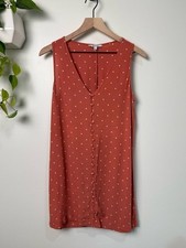 Madewell Polka Dot Sleeveless Dress Small Coral Orange Button Front V Neck Mini