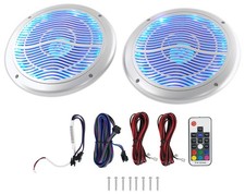 Rockville RMC65LS 6.5" 600w 2-Way Silver Marine Speakers/Multi Color LED+Remote