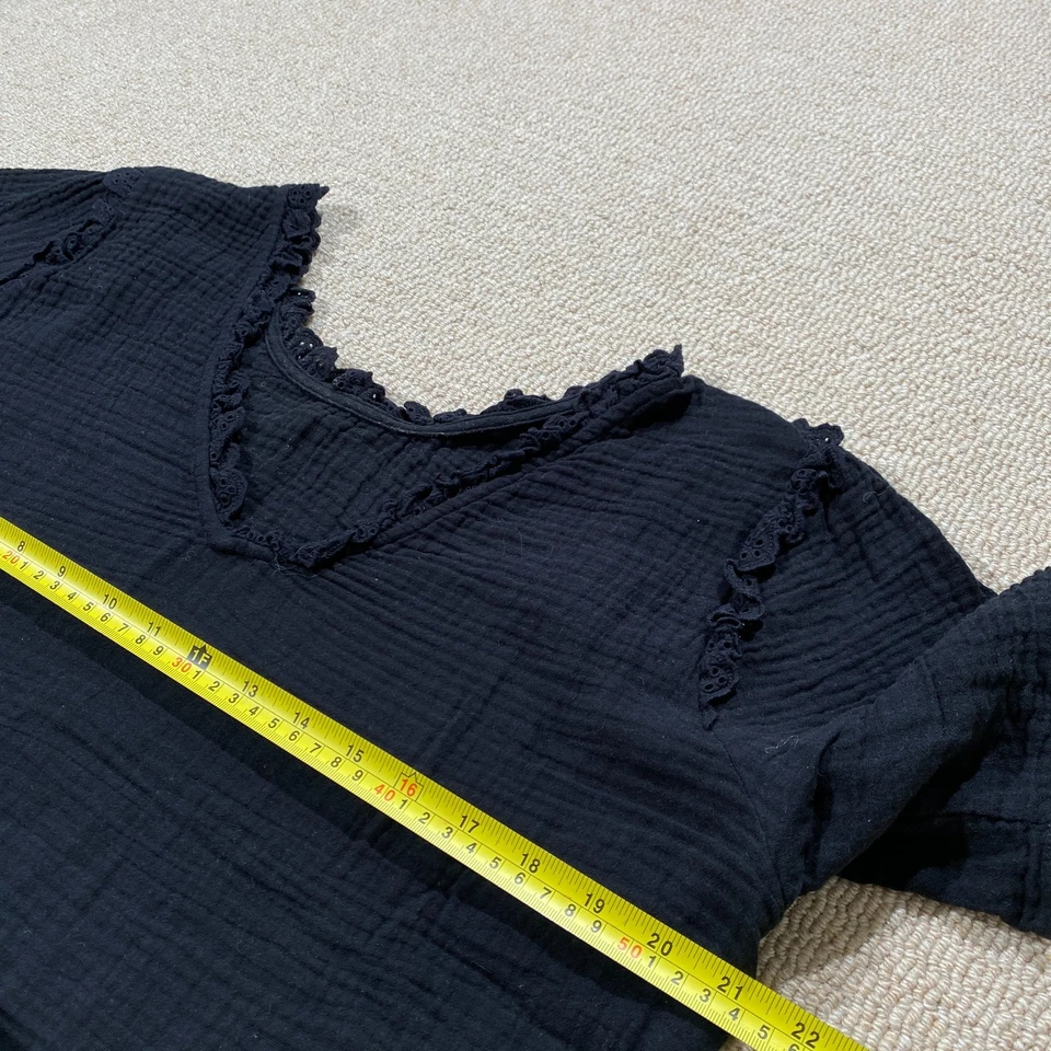 Blusa Vero Moda Hippy Top Feminina 14 Reino Unido Preta Acabamento em Renda Manga Curta - Imagem 4 de 4