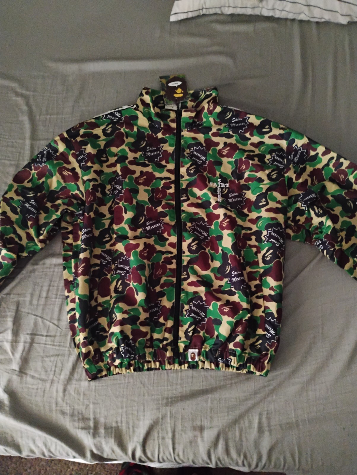 Saint Mxxxxxx x A Bathing Ape Printed Nylon Track Jacket Size Medium