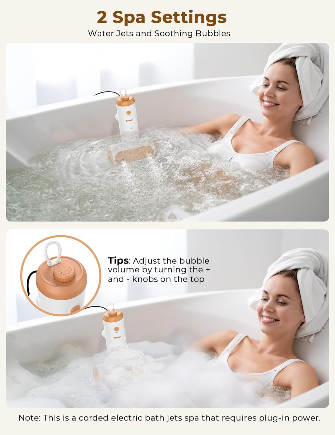 Bath Jets for Tub,Portable Jet Spa for Bathtub with Dual Hydro Jets for Tub Crea