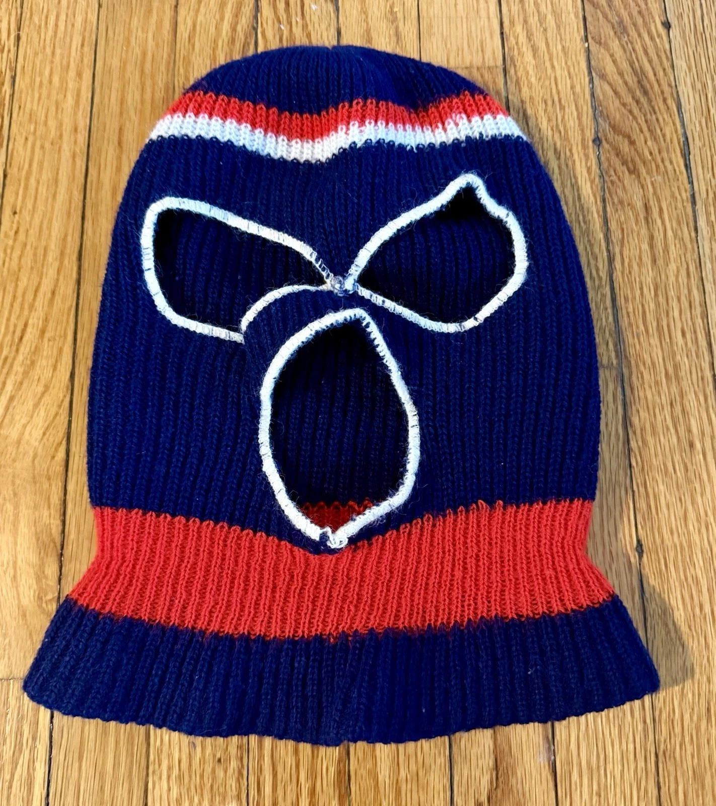 Vintage 70s 80s Ski Mask 3 Hole Robber Knit Balaclava Full Face Mask OSFA