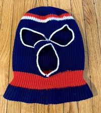 Vintage 70s 80s Ski Mask 3 Hole Robber Knit Balaclava Full Face Mask OSFA
