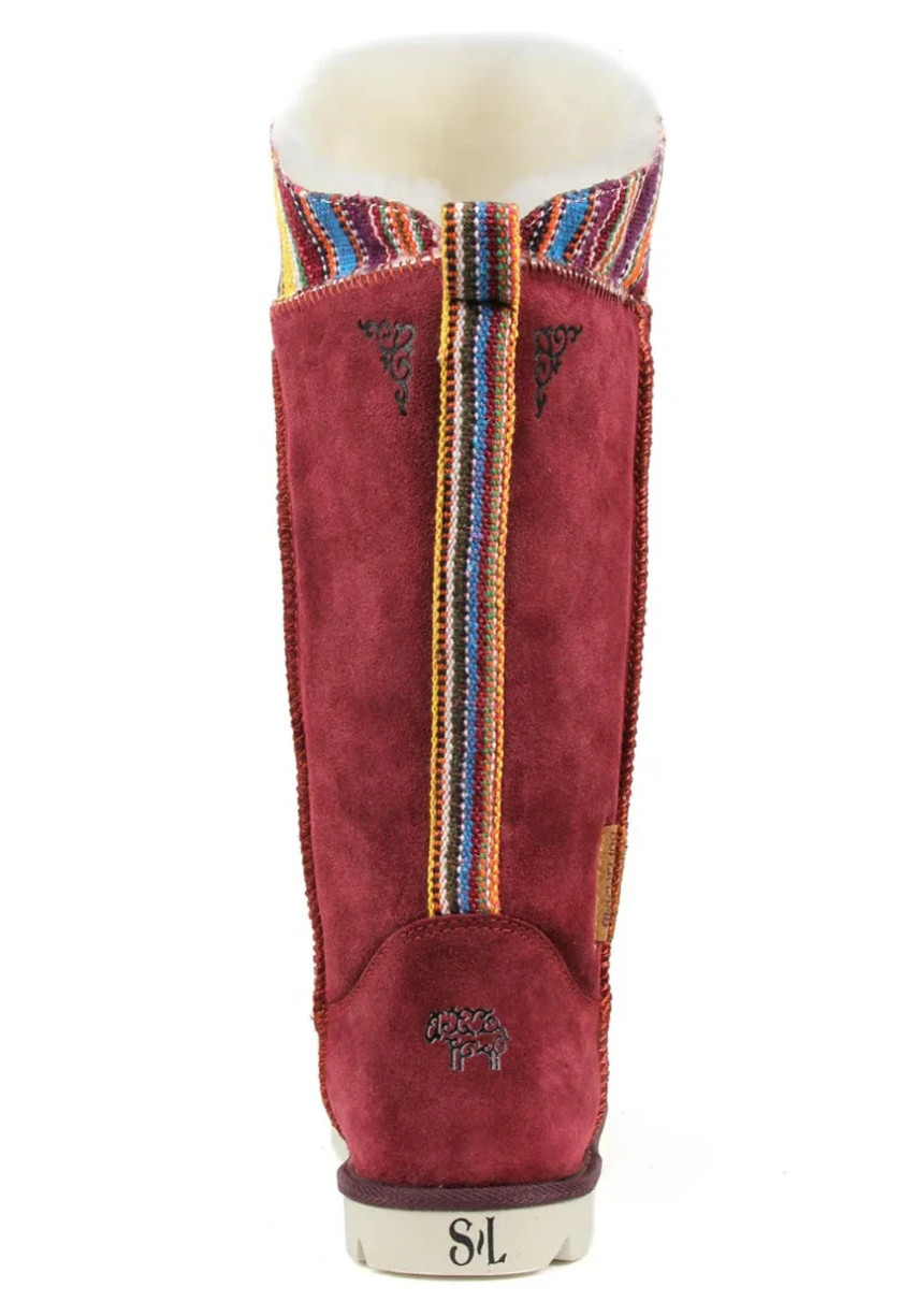 SUPERLAMB Burgundy Sheepskin Leather MONGOL 19-640 Boots US 8