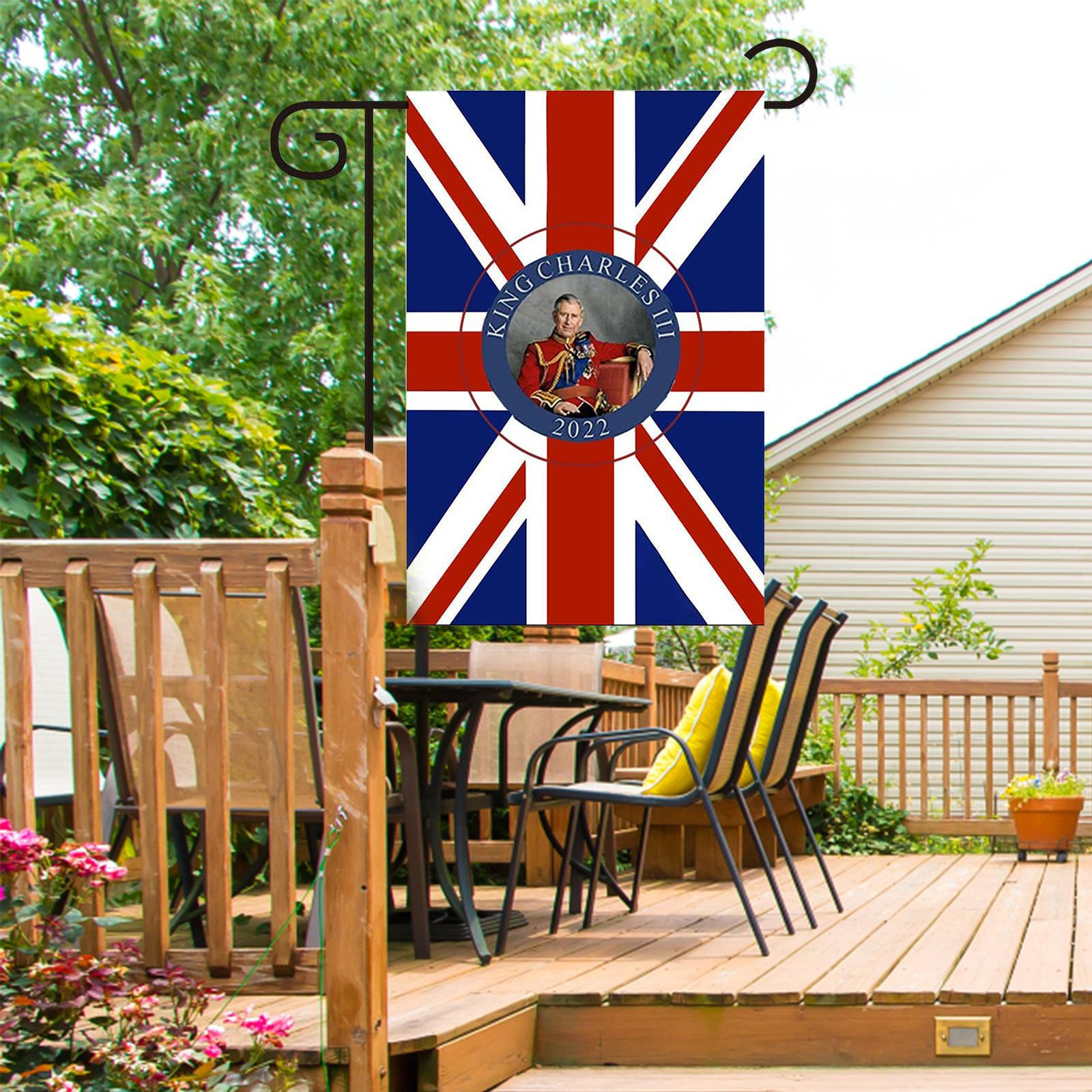Union Jack Garden Flag King Charles III Long Live The King Souvenir