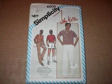Vtg Simplicity Pattern 6012 Men's Pants or Shorts Pullover Top Size C 42 W 36
