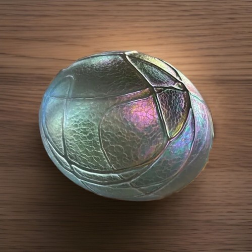 Iridescent Art Glass Paperweight-Blue Purple Gold Spiderweb-OBG Studio - Picture 8 of 24