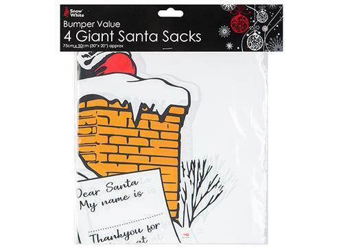 4 Large Santa Sacks Value Multipack Christmas Strong Vinyl Gift Bag Presents - Picture 3 of 3