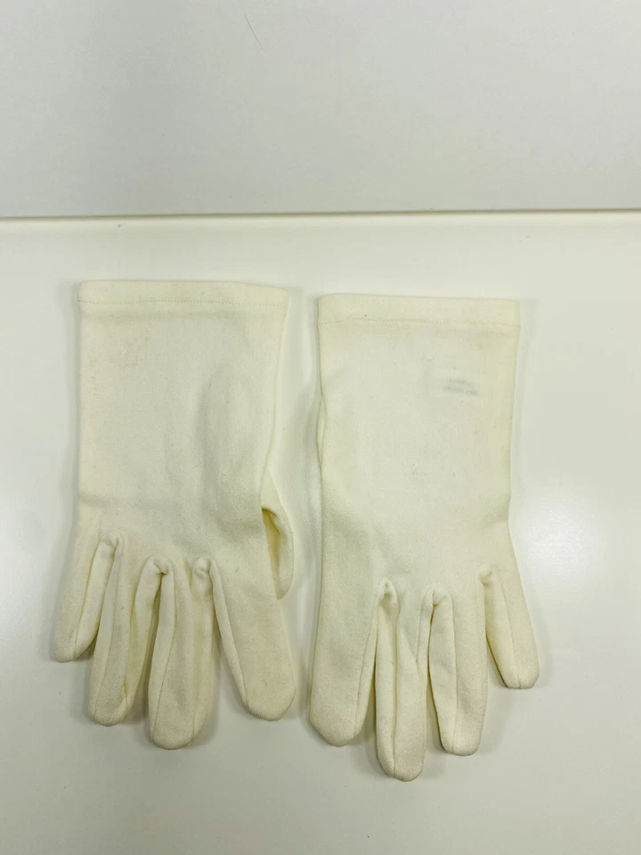 Guantes Vintage Niñas Nylon Crema/Blanco Apagado Niñas 4-7 Pequeña Comunión Boda Foto 2 de 4