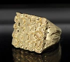 Nugget Style 14k Gold Plated Square Pinky Hip Hop Fashion Jewelry Ring Size 5-14