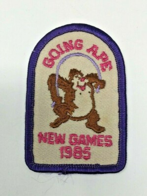 PATCH GSA Girl Scouts Going Ape New Games 1985 Monkey Jump Rope Purple Brown