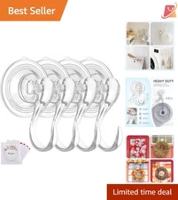 Lightweight Heavy Duty Suction Cup Hooks - Clear 4 Pack for Maximum Convenience