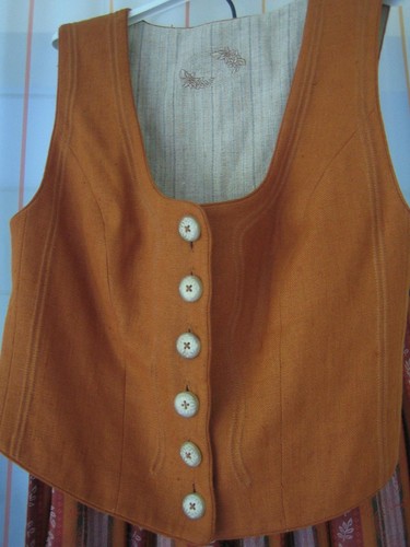 Dirndl 3-teilig Gr. 38 40 braun - Spencer, Rock, Schürze - Leinen Baumwolle - Bild 3 von 19