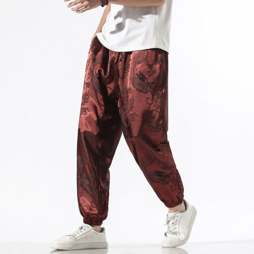 Męskie spodnie ze wzorem smoka stożkowe gumowe spodnie w stylu chińskim - Zdjęcie 1 z 16