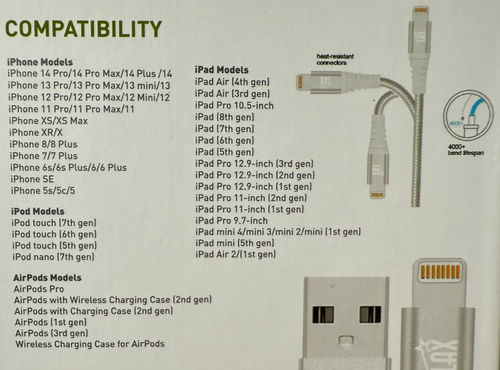 LAX Apple Certified Lightning Cable Gray Cord 10 FT 3 M NEW - Picture 4 of 6