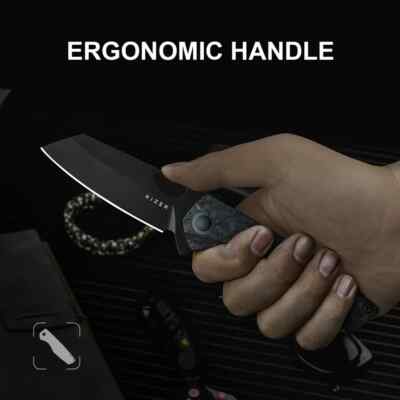 Kizer Cutlery Sparrow Folding Knife 3.25'' Black CPM-20CV Steel Blade CF Handle
