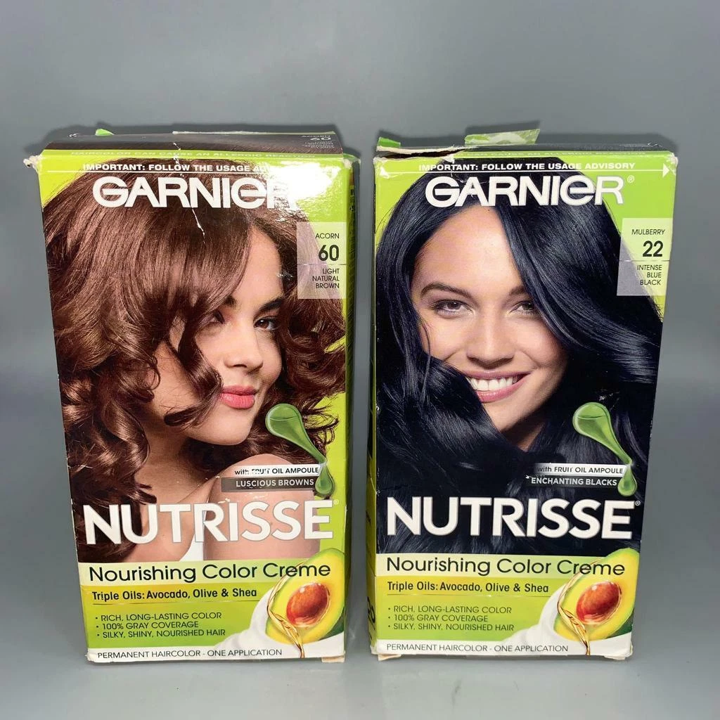 Garnier Nutrisse Nourishing Color Creme Light Brown 60 & 22 BLUE BLACK 2PK  | eBay