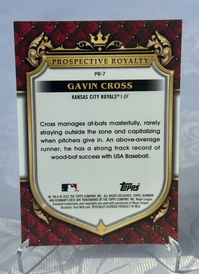 2022 Bowman's Best Prospective Royalty Lava Refractor /50 Gavin Cross Royals OF - Image 2 of 2