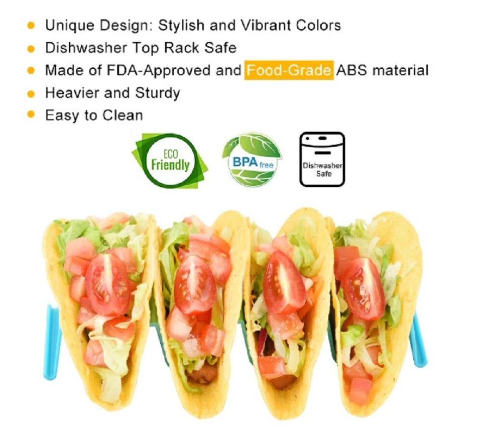 4-Pack Wave Taco Holder Stand – BPA-Free Plastic Rack Tray for Mexican Cooking - Image 3 of 4