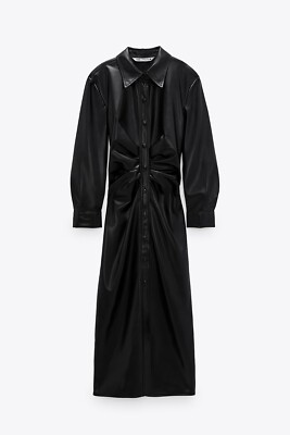 leather shirt dress zara Zara Faux Leather Shirt Dress