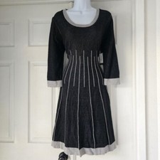 Nine west pleated grey scoop neck 3/4 sleeve Dress with tags Size large