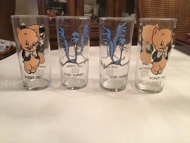 vintage character drinking glasses