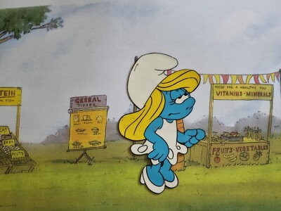 Hanna Barbera Original 1980er Vintage TV SCHLÜMPFE Animation Kunst Produktion Cel #264