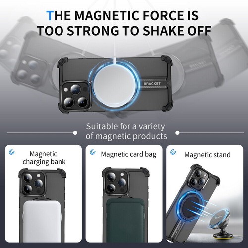 Minimalist Alloy Metal Phone Case Magnetic Stand for iPhone 15 14 13 12 MagSafe - Picture 16 of 66