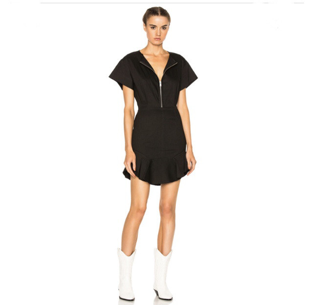 Isabel Marant Étoile Black Niet Ruffle Dress