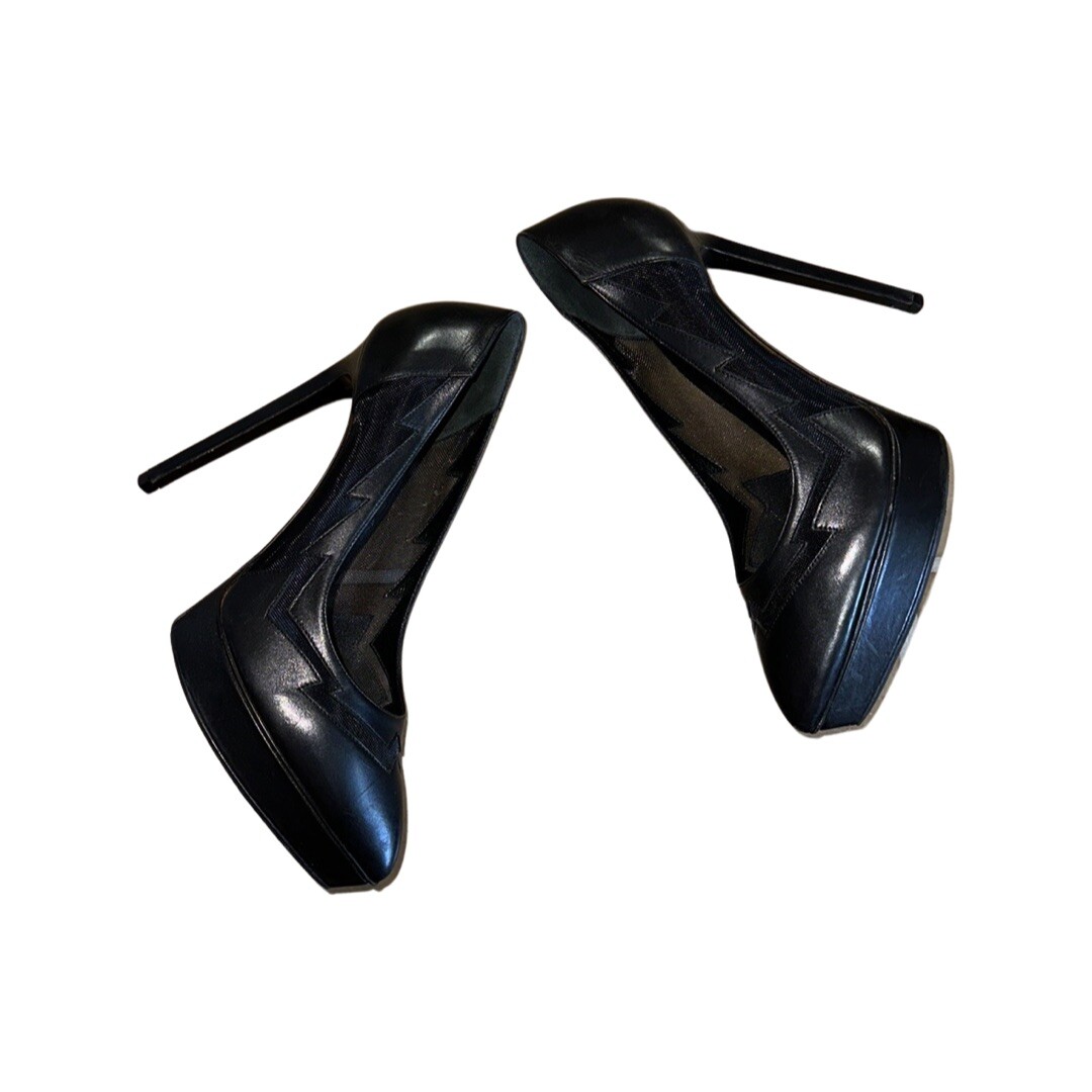 Pompa Saint Laurent Janis Flash in pelle nera 105 mm misura 39