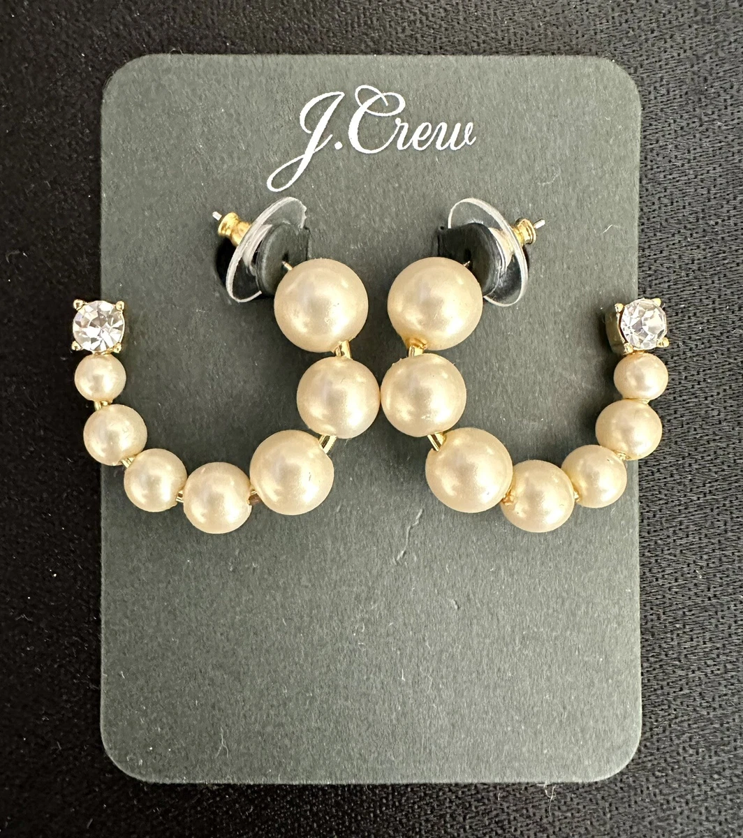 J crew store pearl hoops