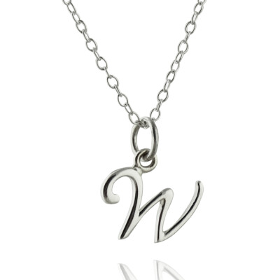 Kleiner Buchstabe mit Anhänger Halskette 925 Sterling Silber Initialen Alphabet Buchstaben Name