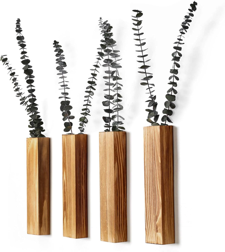 Wand Pflanzgefäß aus Holz 4er Set - moderne Wohndeko für Wohnzimmer, Schlafzimmer, Bad - Bild 1 von 12