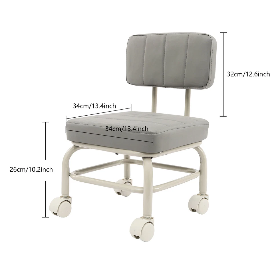Low Rolling Stool, Roller Seat with Universal Swivel Caster Wheels & Backrest - Image 2 of 4
