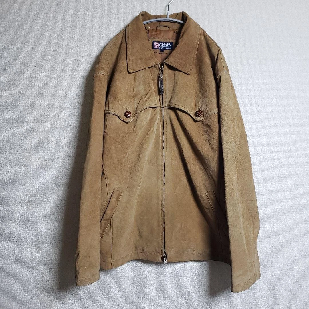 Chaps Ralph Lauren Leather Jacket Suede Camel Single American 