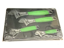 Snap On Tools New FADH704CG 4 Piece Green 6,8,10,12" Adjustable Wrench Set USA